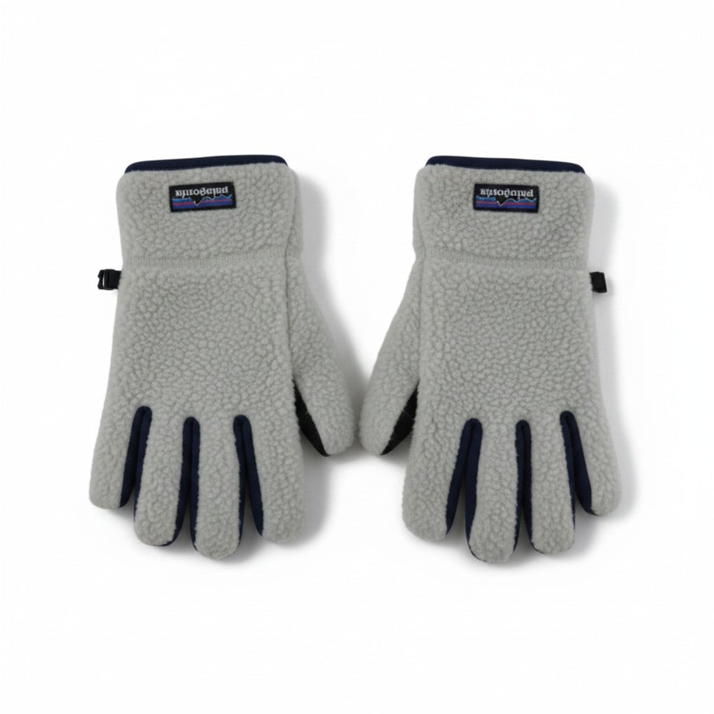 Patagonia Fleece Gloves Unisex XL Cream Navy Warm Outdoor Winter Gloves