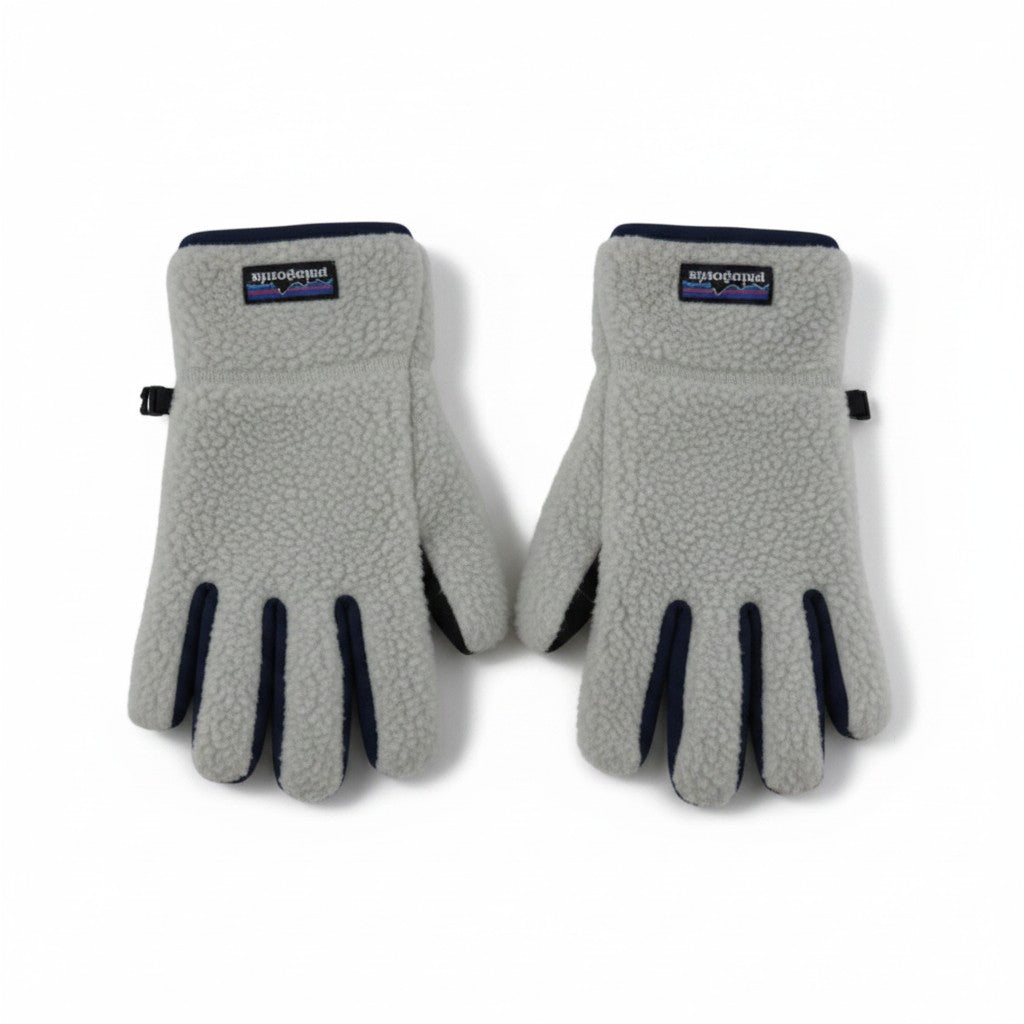 Patagonia Fleece Gloves Unisex XL Cream Navy Warm Outdoor Winter Gloves
