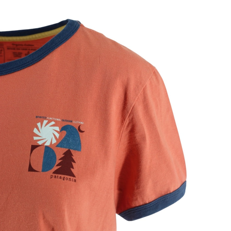 Patagonia Organic Cotton Graphic T-Shirt Women's L Orange Logo Tee