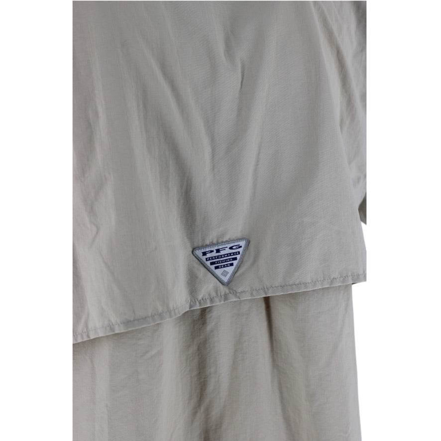 Columbia PFG Shirt Men’s Small Beige Omni-Shade Short Sleeve Fishing Outdoor