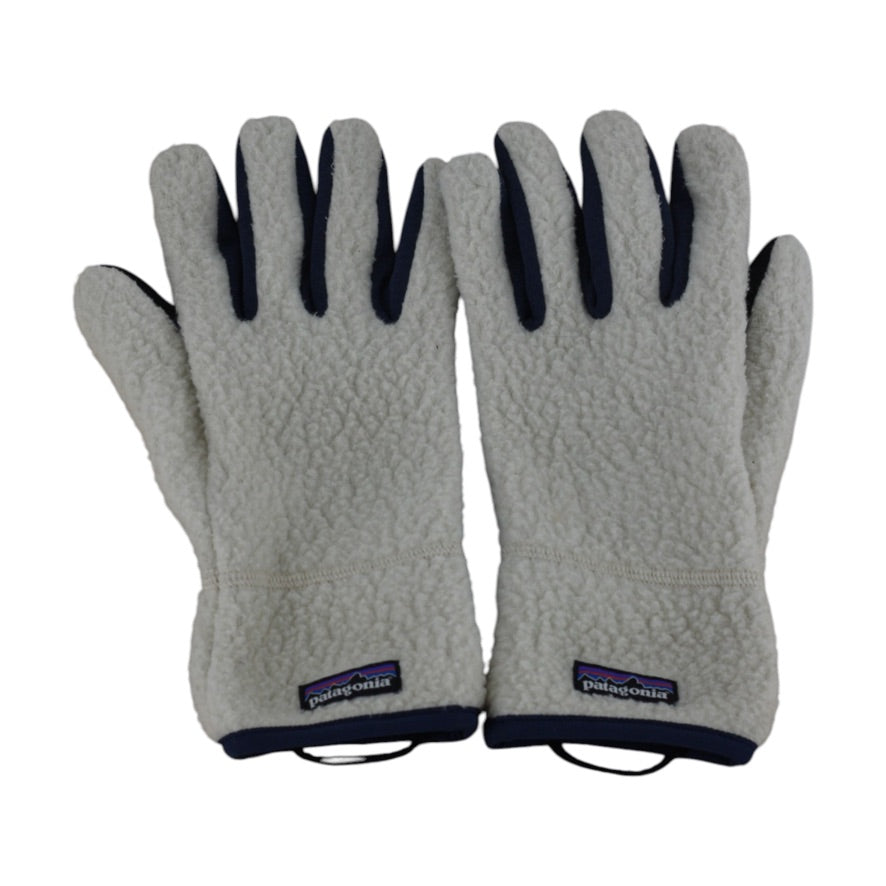 Patagonia Fleece Gloves Unisex XL Cream Navy Warm Outdoor Winter Gloves