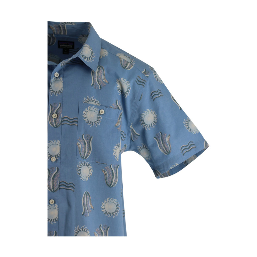 Patagonia Printed Short Sleeve Shirt Men's XL Organic Cotton Blue