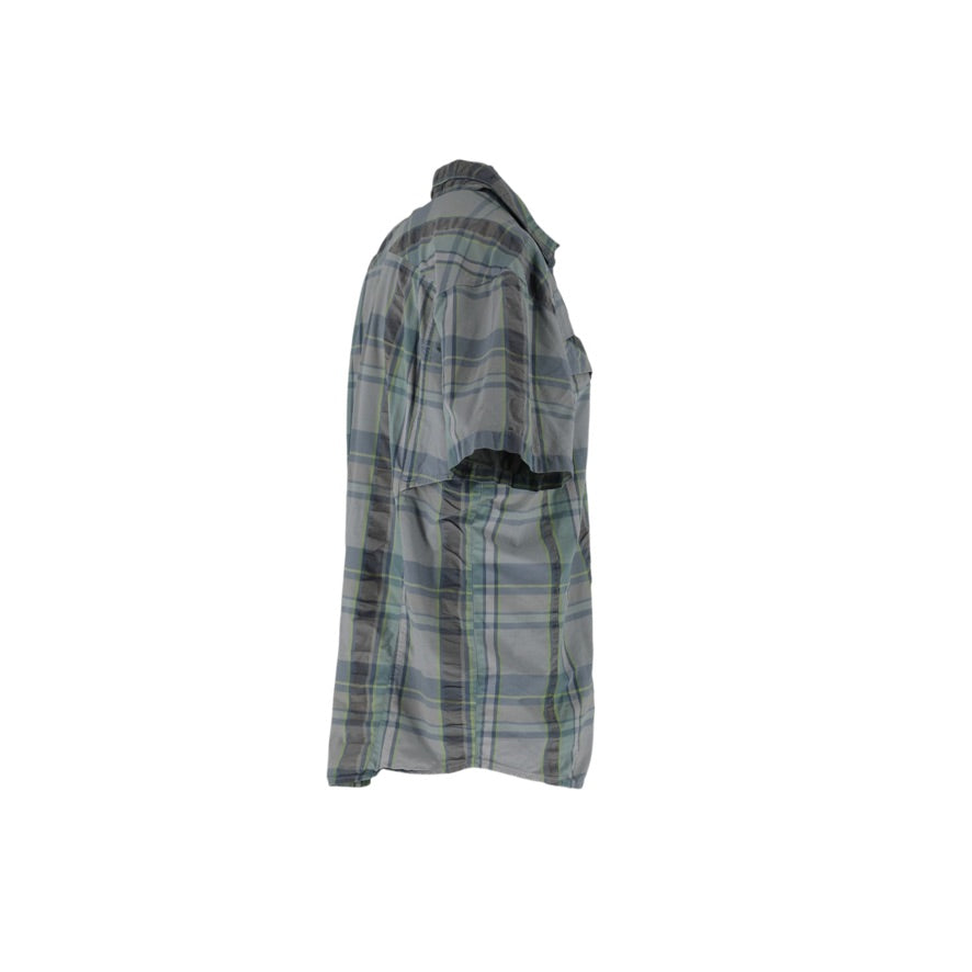 Columbia Omni-Shade Shirt Men’s Large Grey Green Check Short Sleeve Outdoor