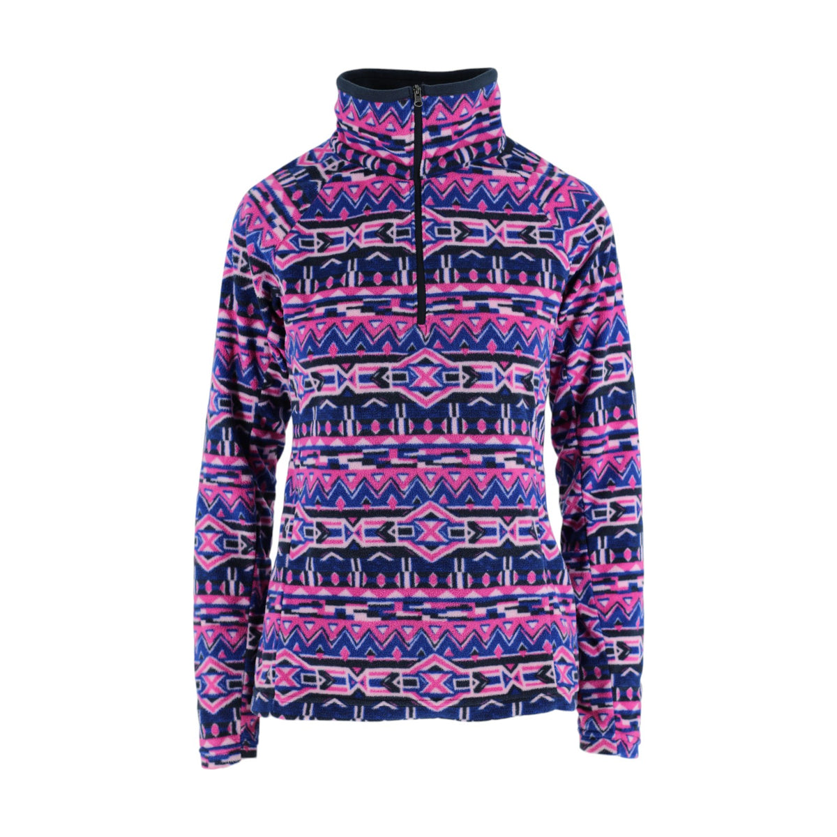 Columbia Fleece Women’s Small Pink Blue Aztec Print Quarter Zip Pullover