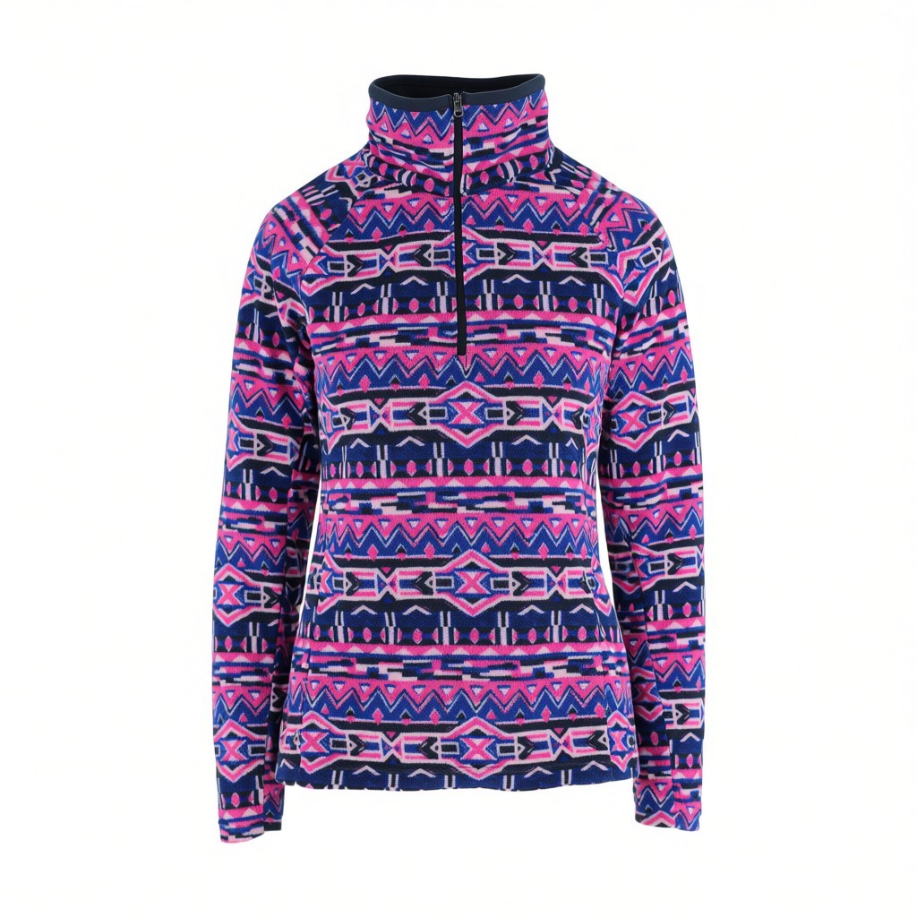 Columbia Fleece Women’s Small Pink Blue Aztec Print Quarter Zip Pullover