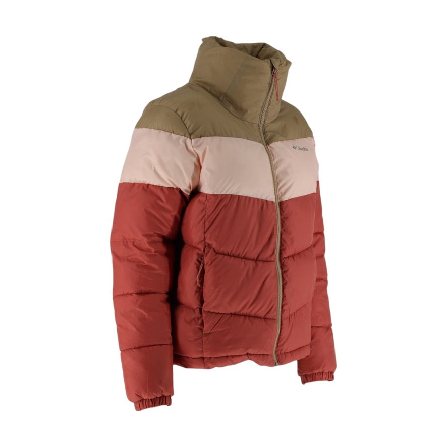 Columbia Puffer Jacket Women’s Medium Pink Brown Colour Block Coat