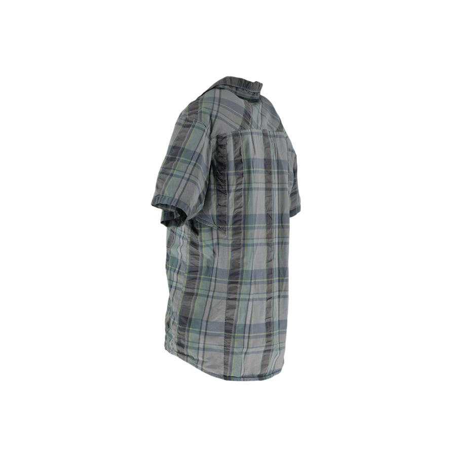 Columbia Omni-Shade Shirt Men’s Large Grey Green Check Short Sleeve Outdoor
