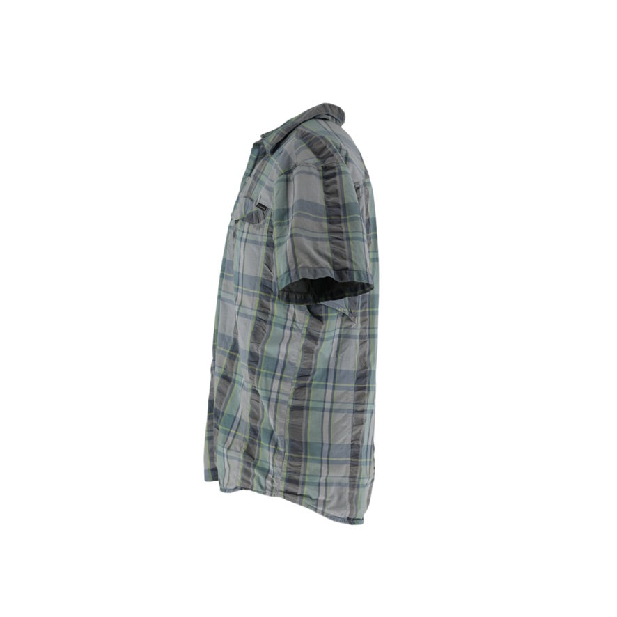 Columbia Omni-Shade Shirt Men’s Large Grey Green Check Short Sleeve Outdoor