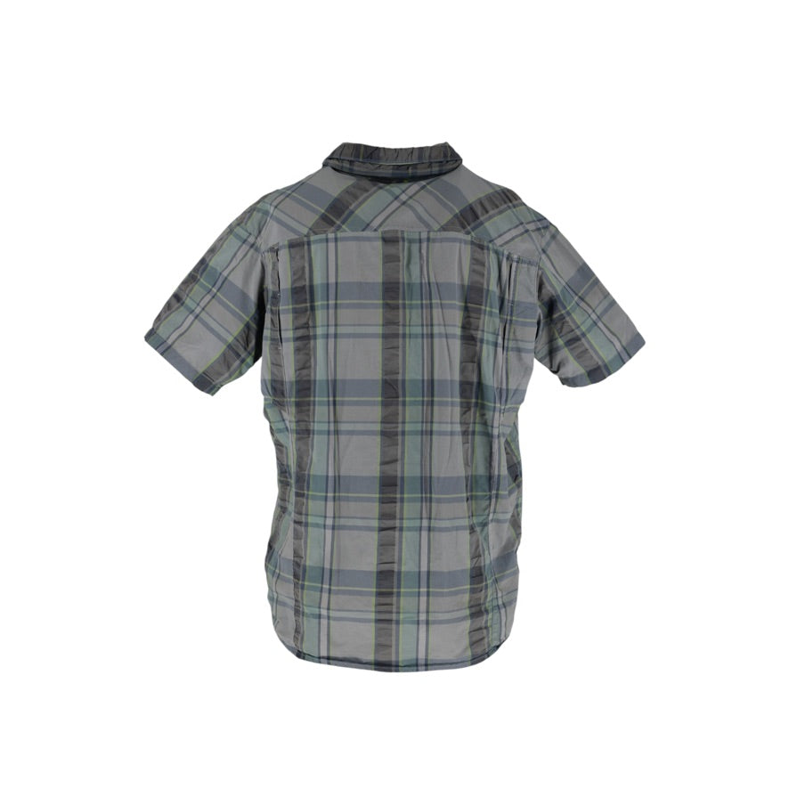 Columbia Omni-Shade Shirt Men’s Large Grey Green Check Short Sleeve Outdoor