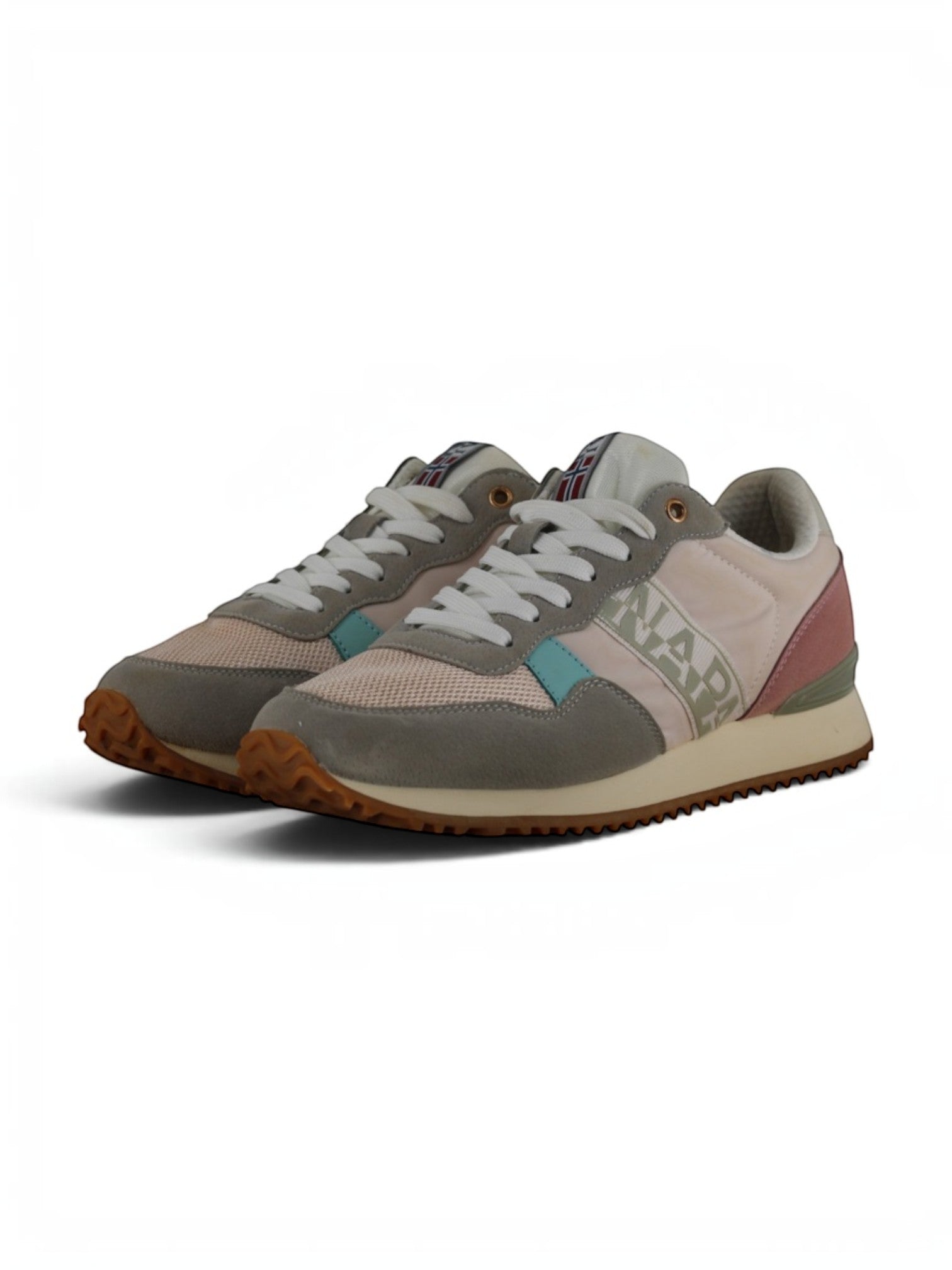 Napapijri Trainers Women’s UK 6.5 Grey Pink Retro Casual Walking Shoes