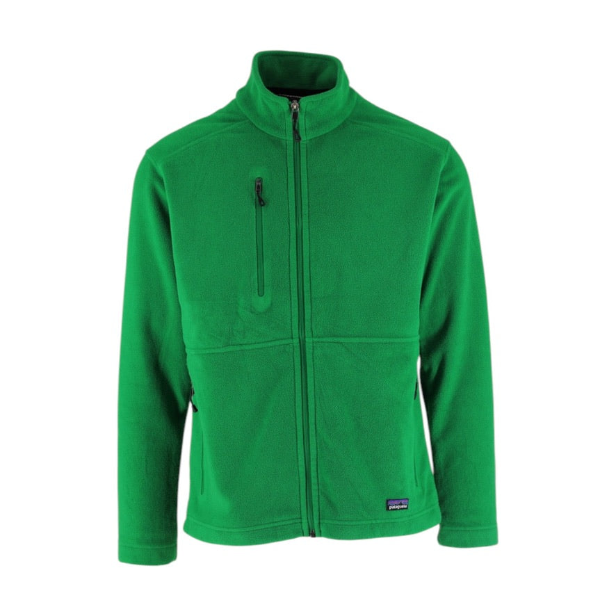Green fleece jacket on a white background