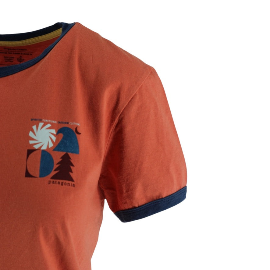 Patagonia Organic Cotton Graphic T-Shirt Women's L Orange Logo Tee
