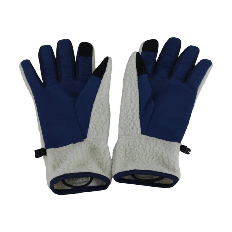 Patagonia Fleece Gloves Unisex XL Cream Navy Warm Outdoor Winter Gloves