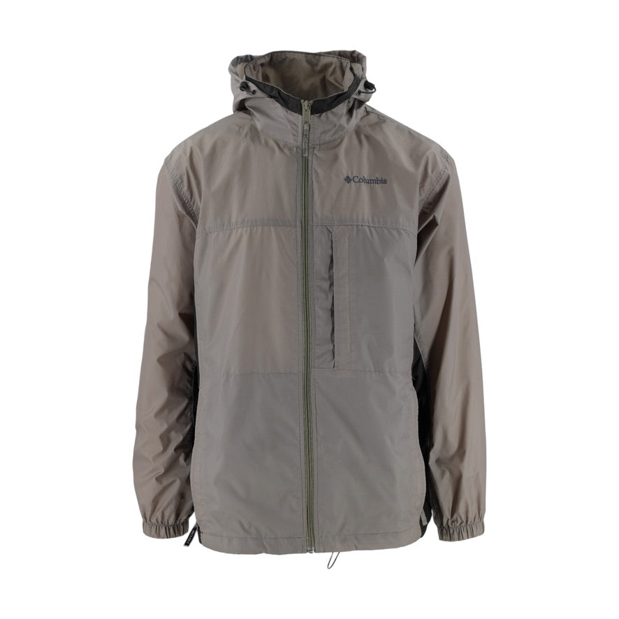 Beige jacket with Columbia logo on a white background