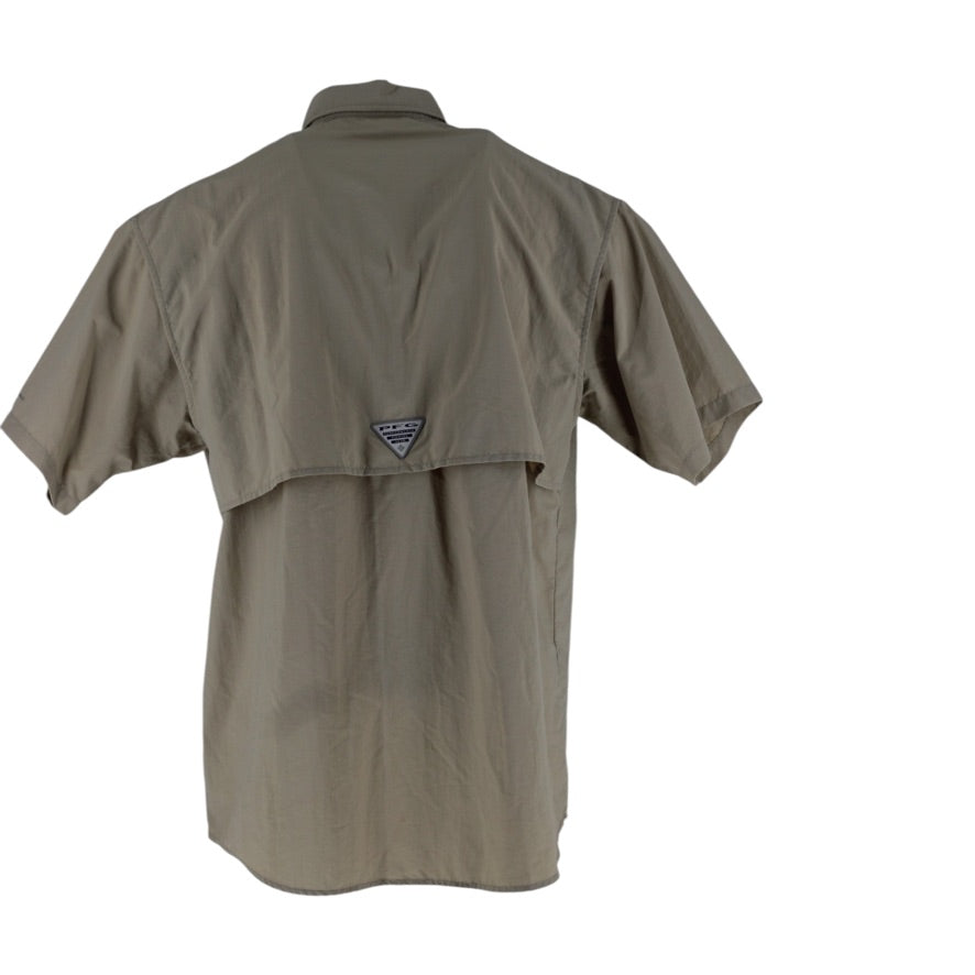 Columbia PFG Shirt Men’s Small Beige Omni-Shade Short Sleeve Fishing Outdoor