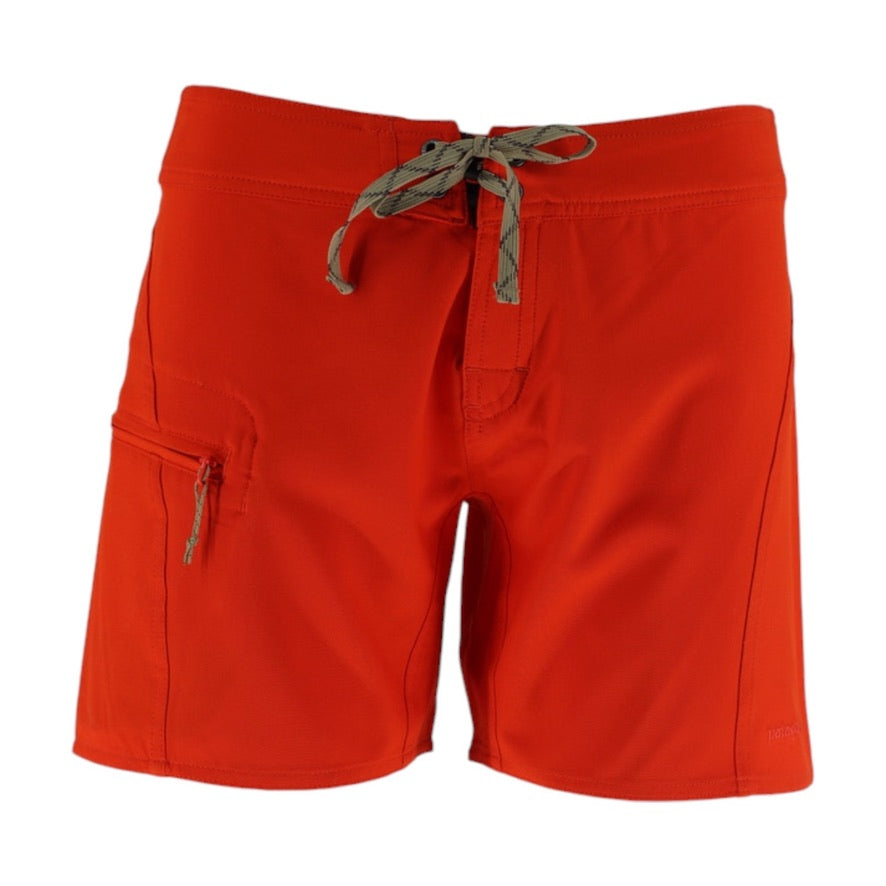 Red shorts with a drawstring on a white background