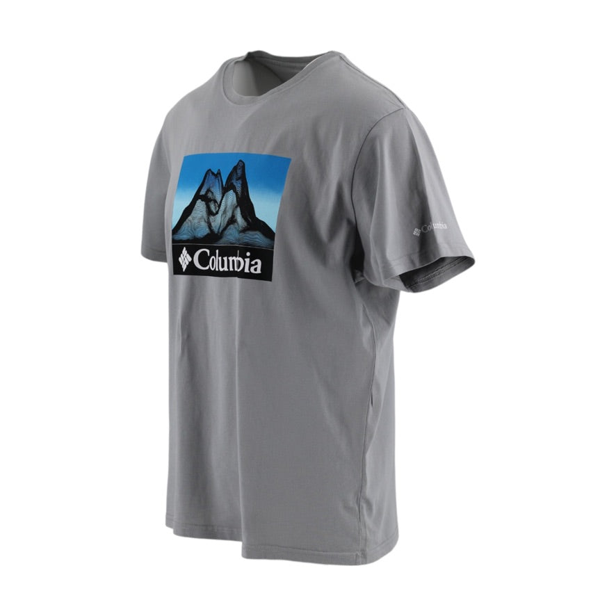 Columbia T-Shirt Men’s Large Grey Cotton Mountain Graphic Outdoor Tee