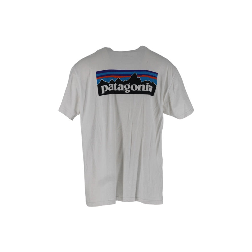 Patagonia P-6 Logo T-Shirt Men’s XL White Organic Cotton Graphic Tee