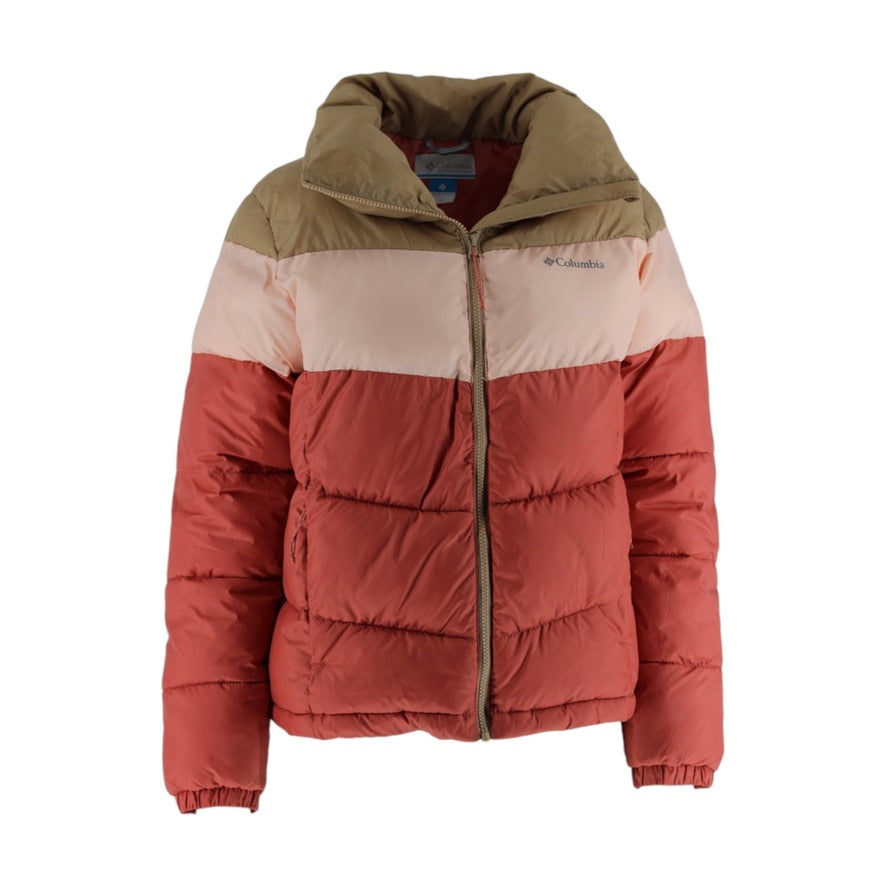 Columbia Puffer Jacket Women’s Medium Pink Brown Colour Block Coat