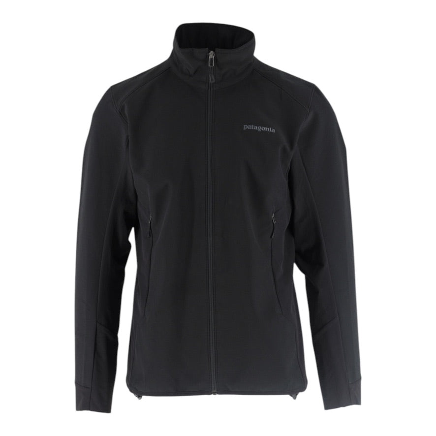 Black jacket with Patagonia logo on a white background