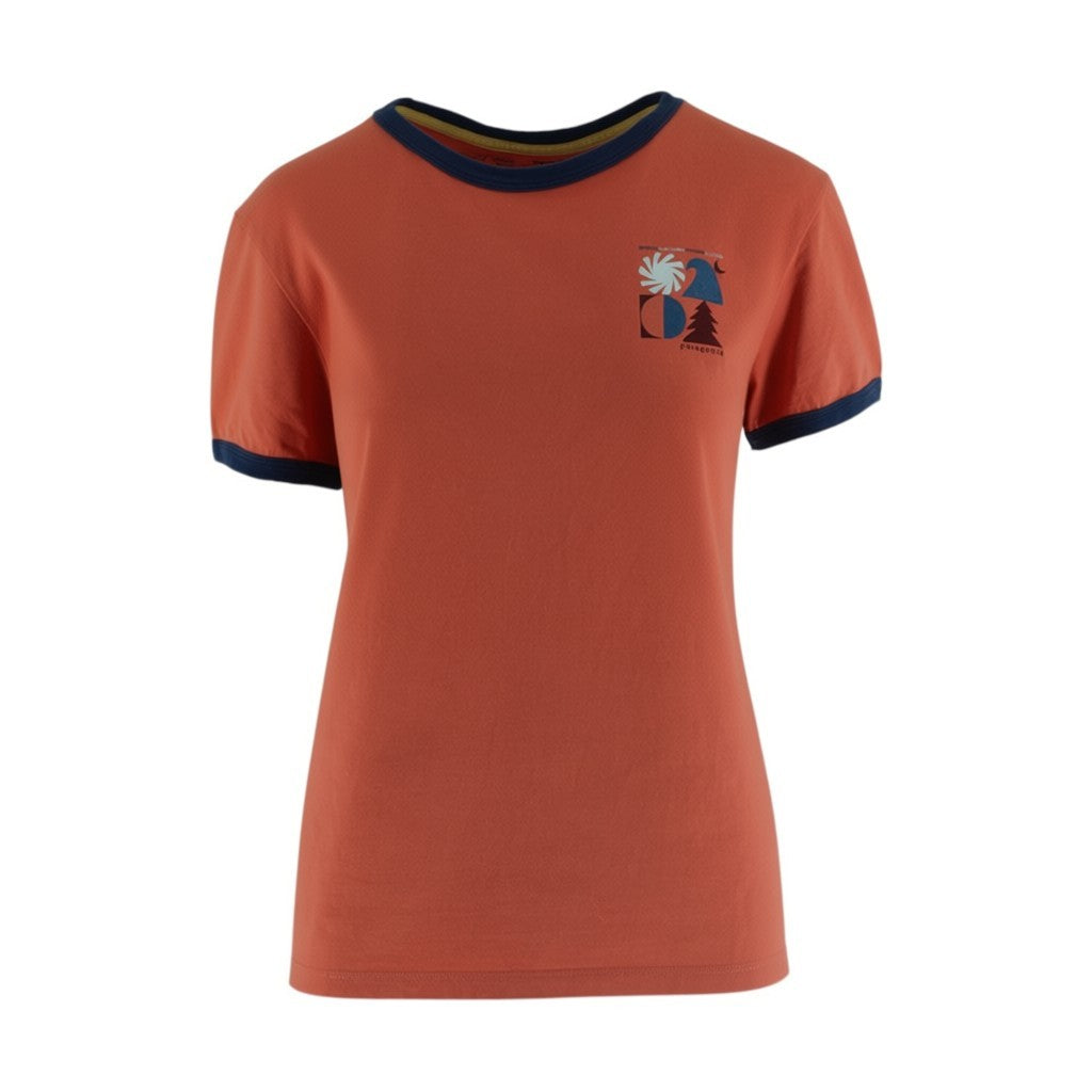 Patagonia Organic Cotton Graphic T-Shirt Women's L Orange Logo Tee