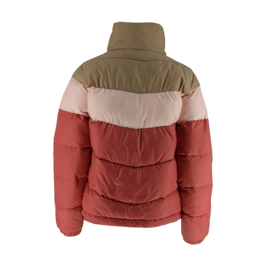 Columbia Puffer Jacket Women’s Medium Pink Brown Colour Block Coat