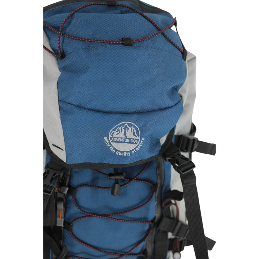Adventuridge Large Trekking Rucksack Unisex Blue Grey Hiking Backpack Rain Cover