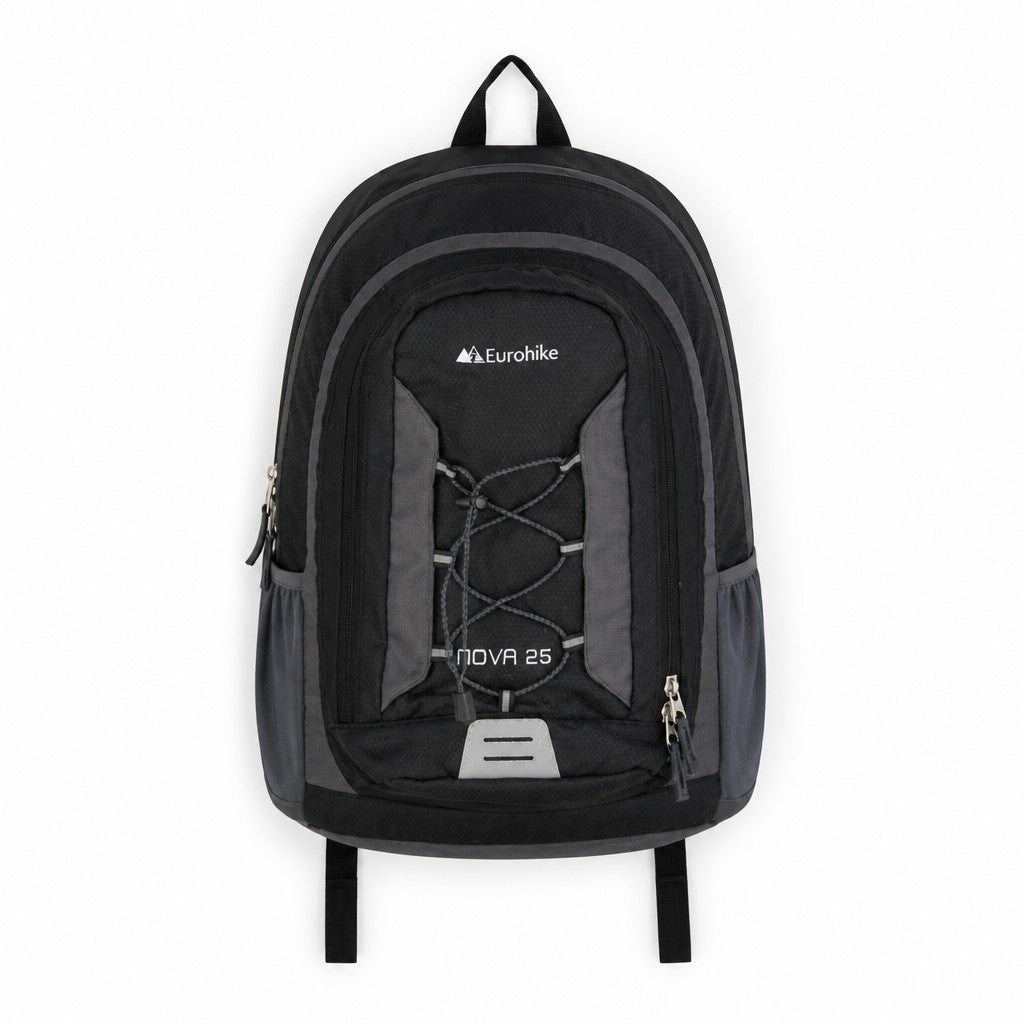 Eurohike Nova 25 Backpack Unisex Black 25L Tri-Flow Hiking Walking Rucksack