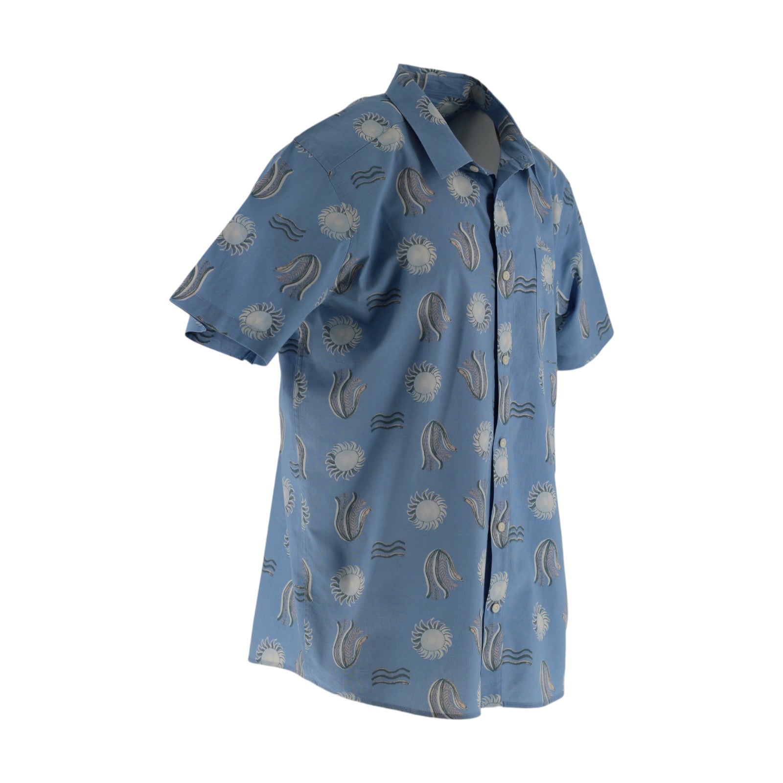 Patagonia Printed Short Sleeve Shirt Men's XL Organic Cotton Blue