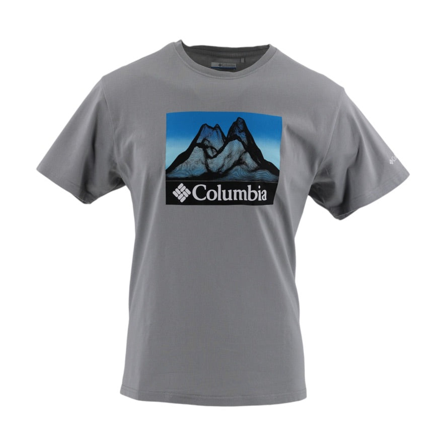 Columbia T-Shirt Men’s Large Grey Cotton Mountain Graphic Outdoor Tee