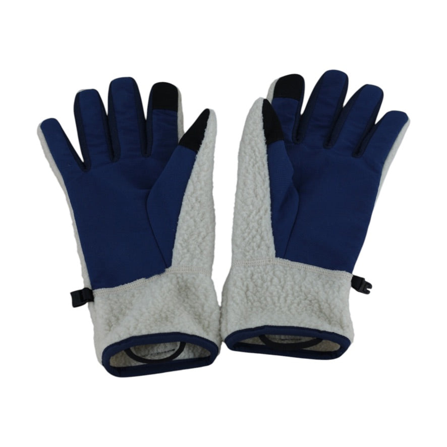 Patagonia Fleece Gloves Unisex XL Cream Navy Warm Outdoor Winter Gloves