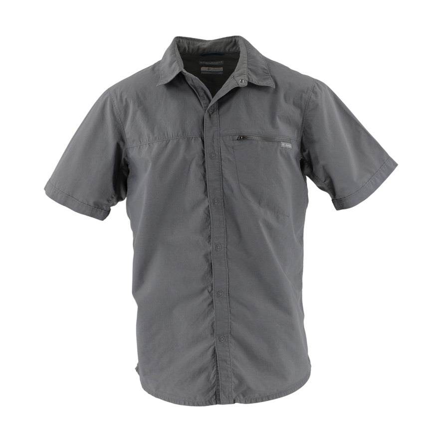 Gray short-sleeve shirt on a white background