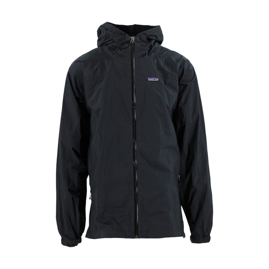 Black jacket with a brand logo on a white background