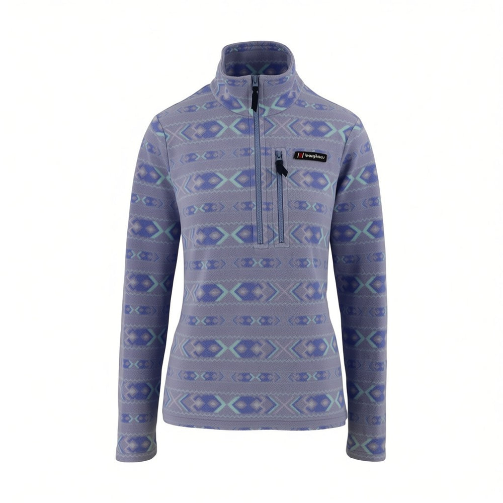 Berghaus Patterned Fleece Jacket Women's S Purple Full Zip Outdoor Fleece