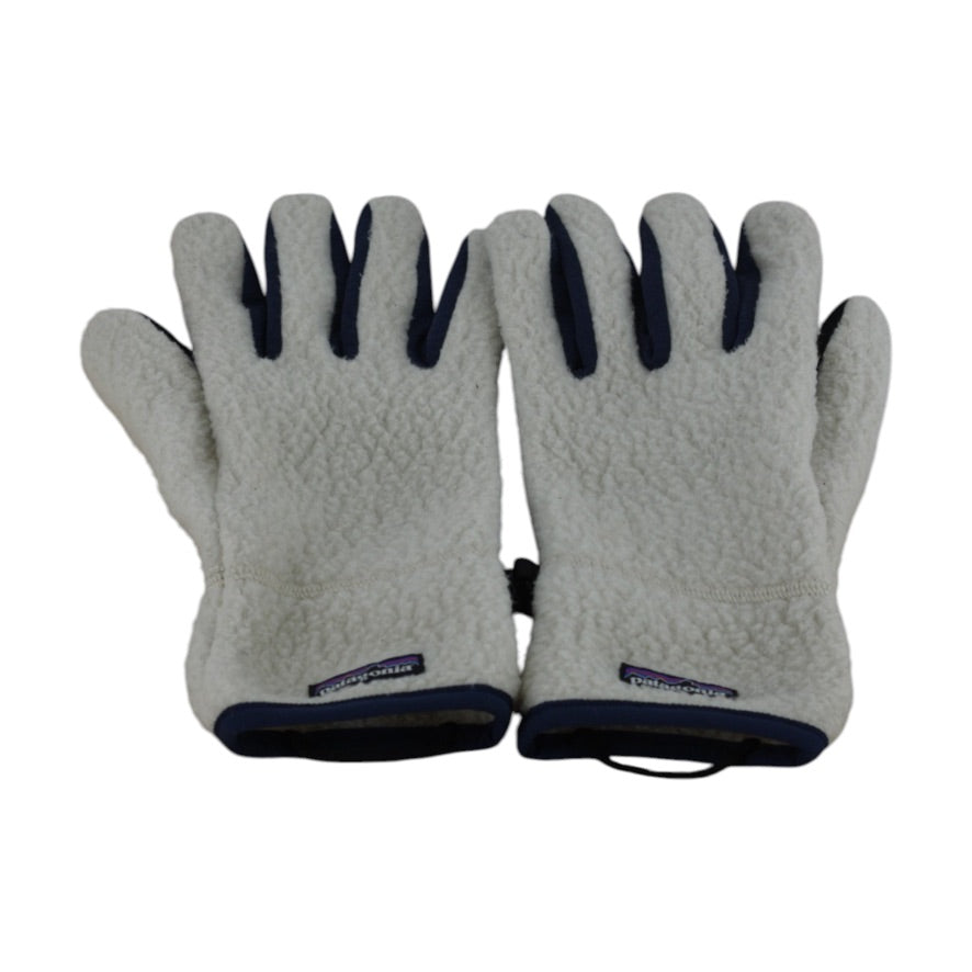 Patagonia Fleece Gloves Unisex XL Cream Navy Warm Outdoor Winter Gloves