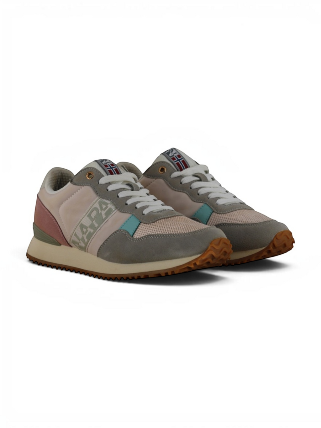 Napapijri Trainers Women’s UK 6.5 Grey Pink Retro Casual Walking Shoes
