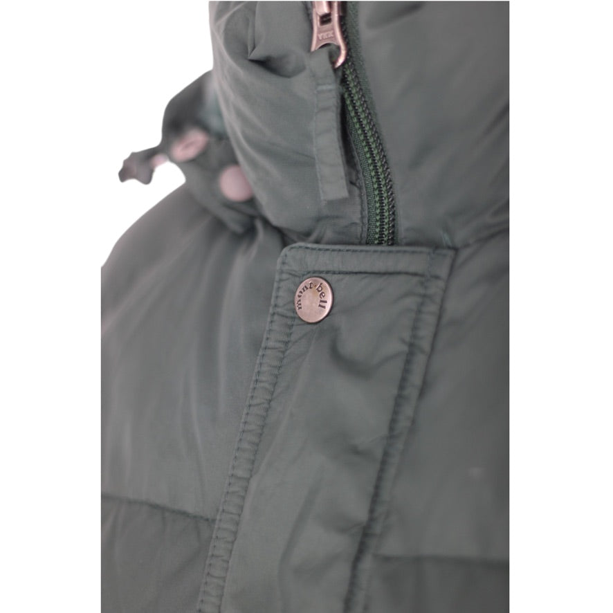 Montbell EX800 Down Coat Women’s Small Green Long Puffer Removable Hood