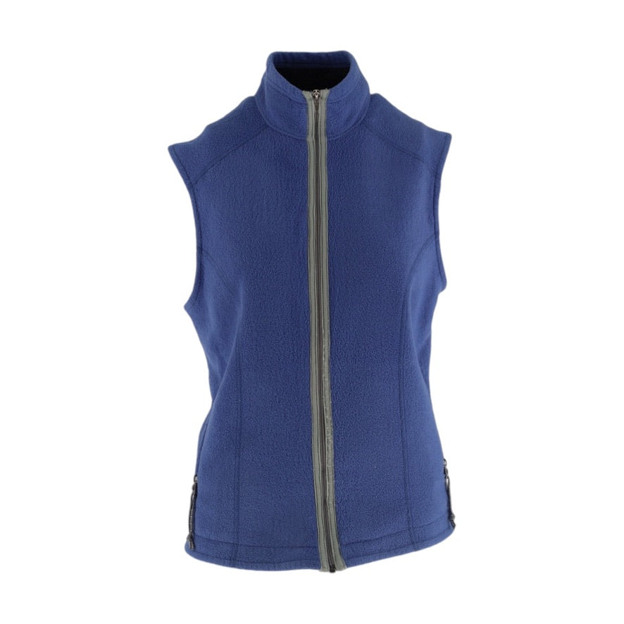 Blue vest with a zipper on a white background