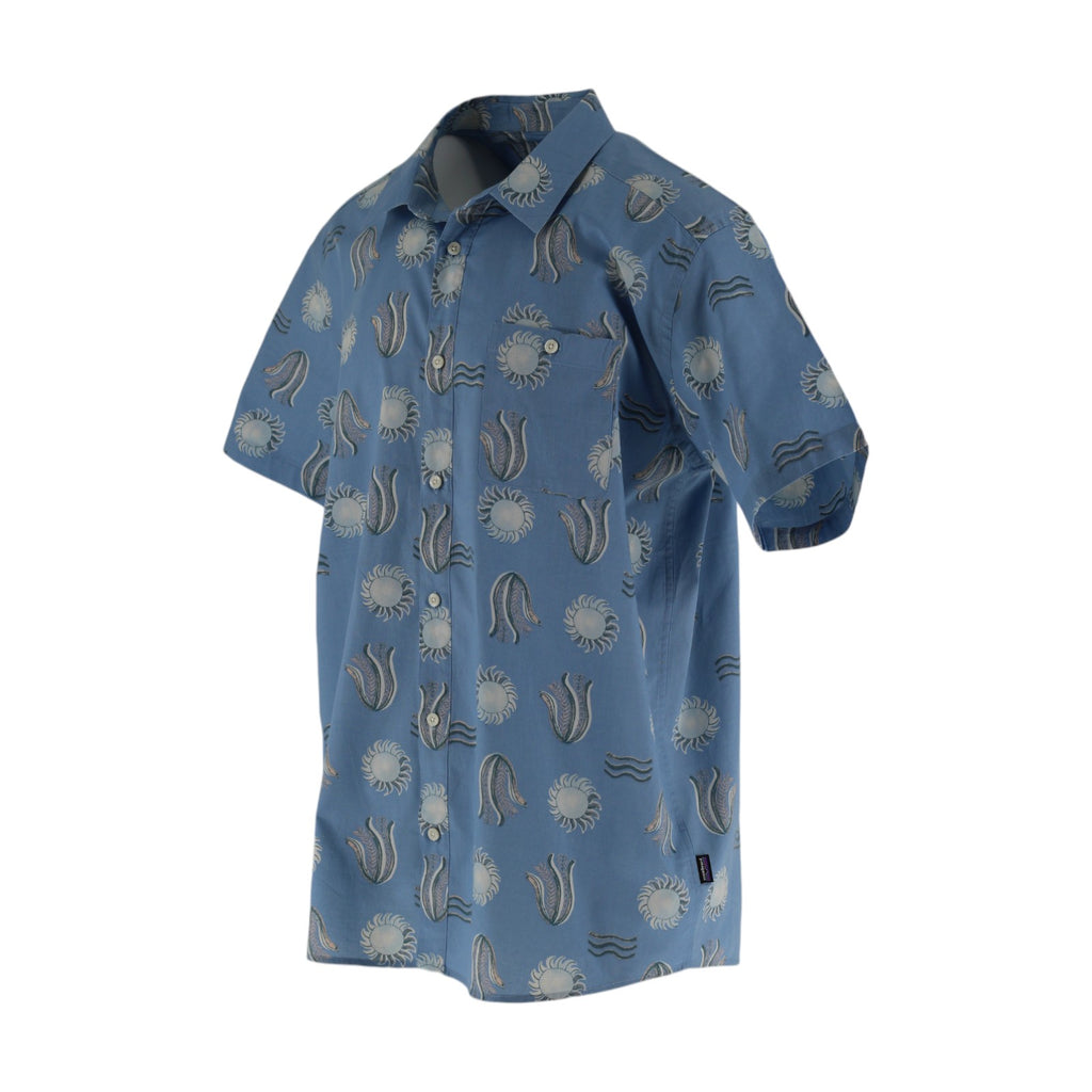 Patagonia Printed Short Sleeve Shirt Men's XL Organic Cotton Blue