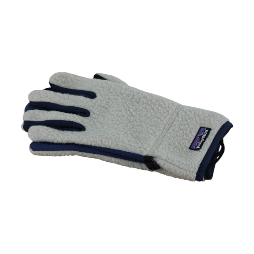 Patagonia Fleece Gloves Unisex XL Cream Navy Warm Outdoor Winter Gloves
