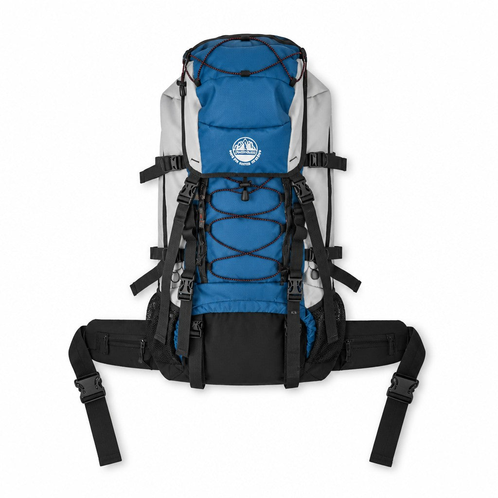 Adventuridge Large Trekking Rucksack Unisex Blue Grey Hiking Backpack Rain Cover