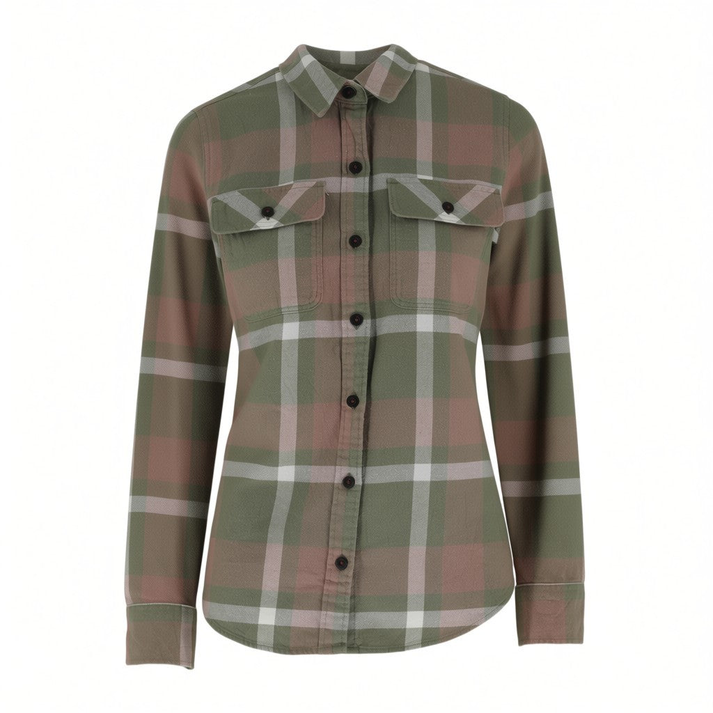 Patagonia Fjord Organic Cotton Flannel Shirt Women's S Green Check