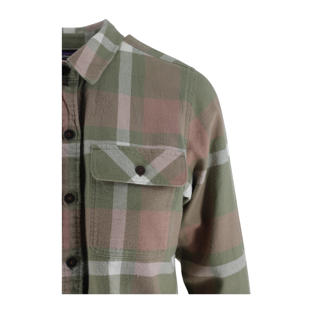 Patagonia Fjord Organic Cotton Flannel Shirt Women's S Green Check