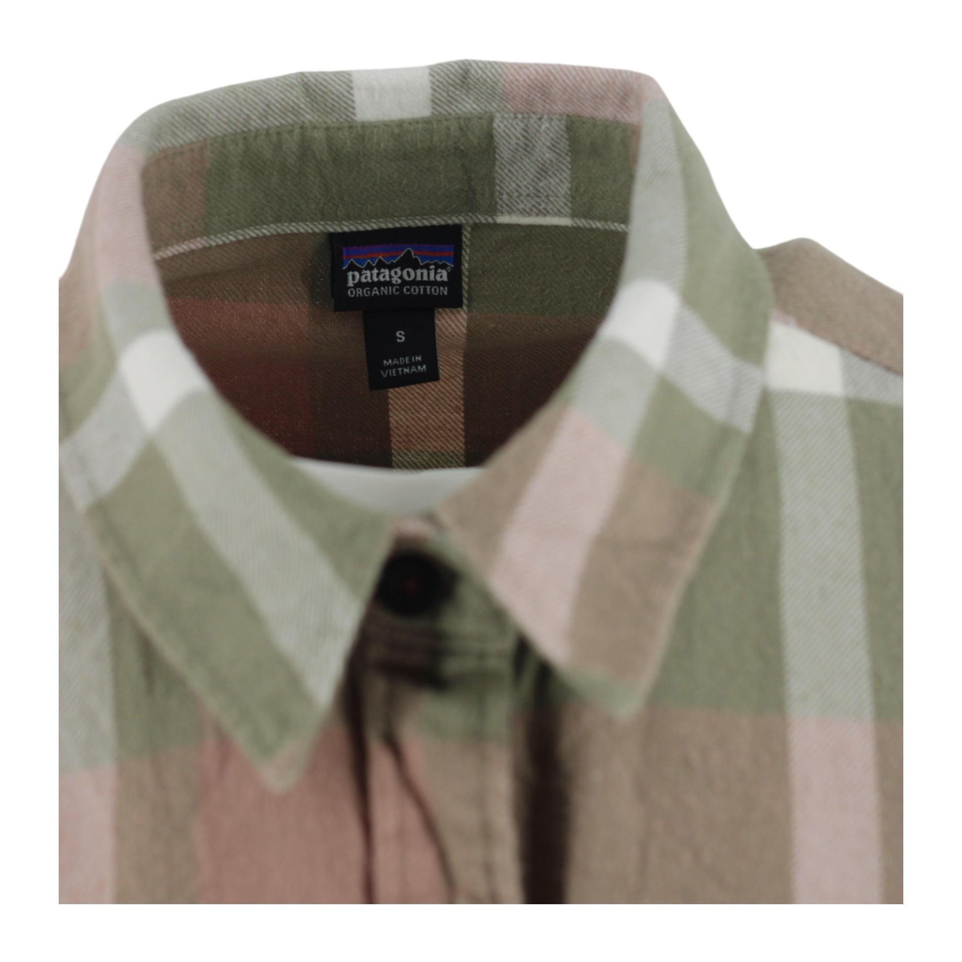Patagonia Fjord Organic Cotton Flannel Shirt Women's S Green Check