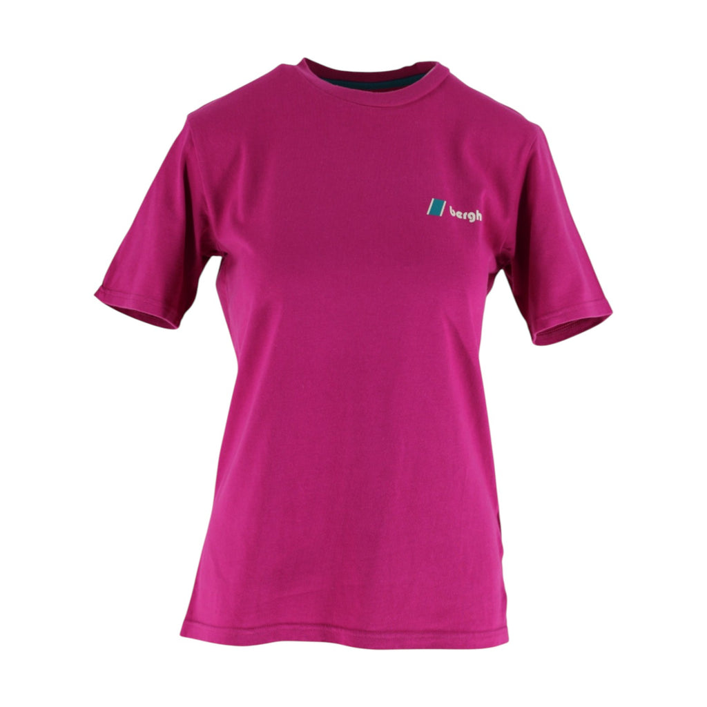 Pink t-shirt with a logo on a white background