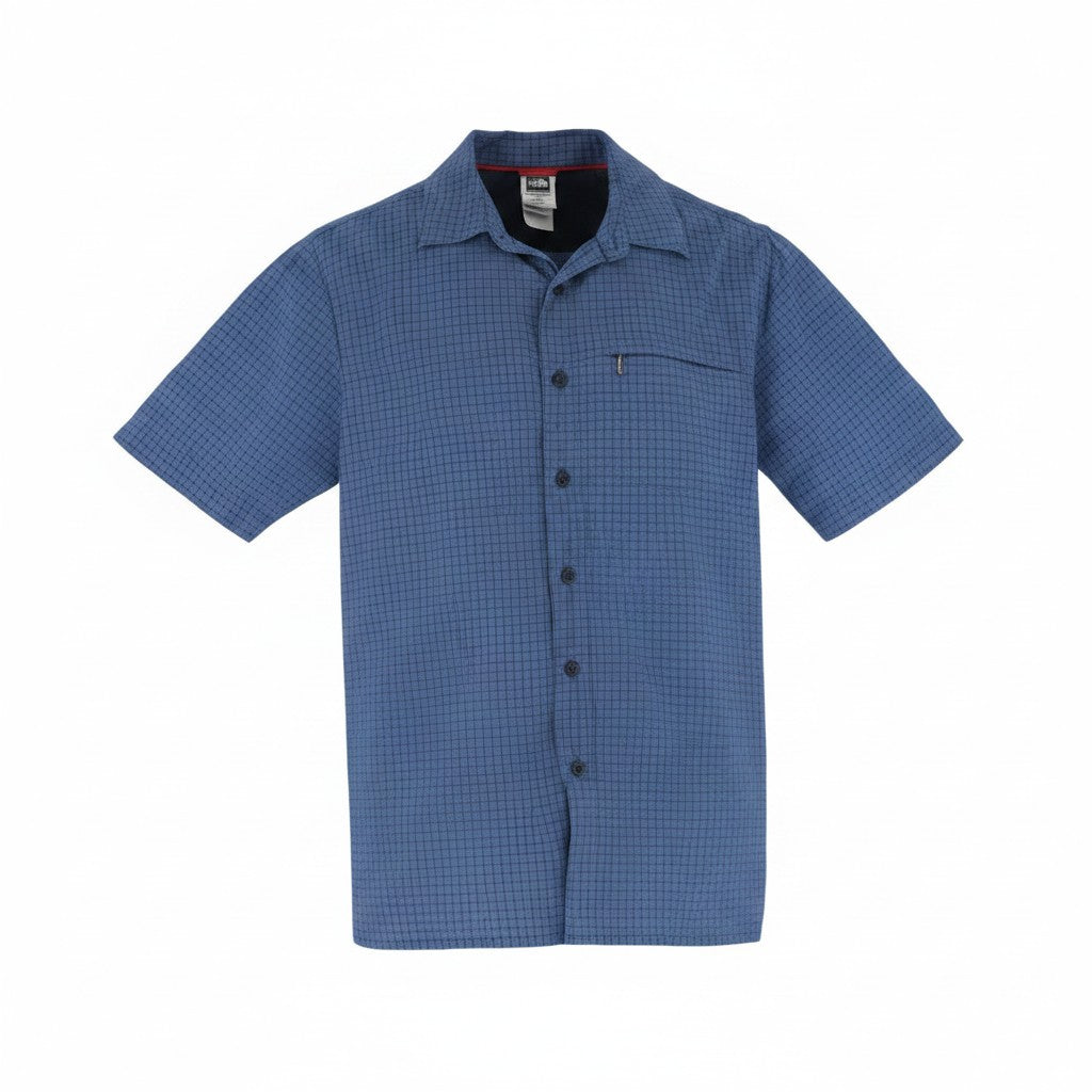 The North Face Shirt Men’s Medium Blue Check Nylon Ventilated Hiking Outdoor